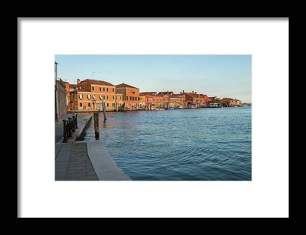 Vibrant Murano Framed Print featuring the photograph Vibrant Murano Island - Silky Afternoon on Riva Longa on the Grand Canal by Georgia Mizuleva