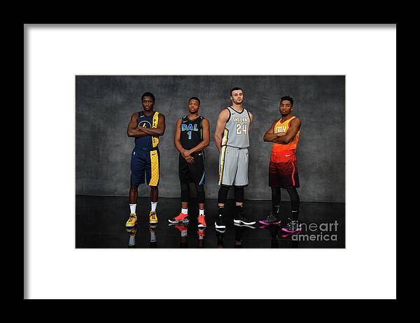 Nba Pro Basketball Framed Print featuring the photograph Victor Oladipo, Larry Nance, and Donovan Mitchell by Jesse D. Garrabrant