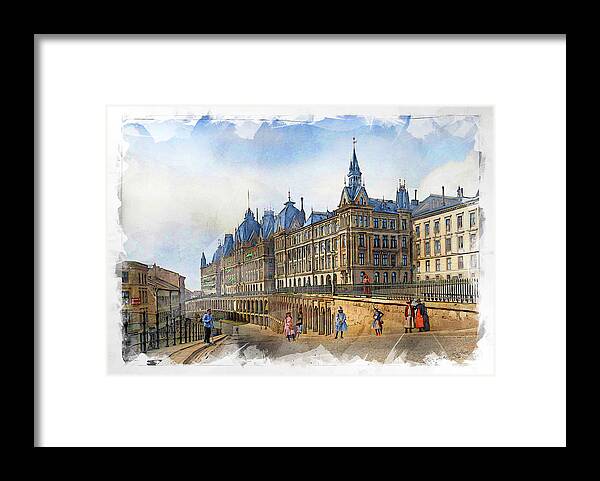 Architecture Framed Print featuring the digital art Victoria Terrasse by Geir Rosset