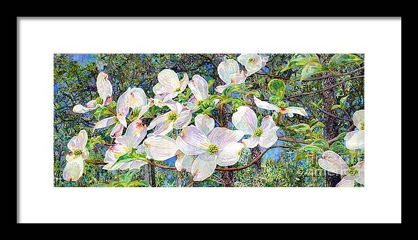 Texas Park Framed Print featuring the painting View Beyond Dogwood-Flowering dogwood by Hailey E Herrera