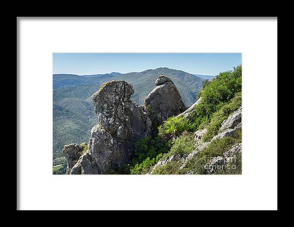 Mountains Framed Print featuring the photograph Rock formation and Mediterranean mountain landscape by Adriana Mueller