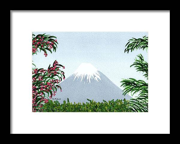 Japan Icon Framed Print featuring the painting View of Distant Mount Fuji by Donna Mibus