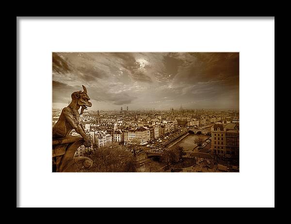 Eiffel Tower Framed Print featuring the photograph View of Paris From Notre Dame by Serge Ramelli