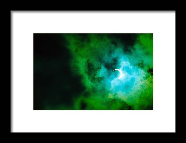 Event Framed Print featuring the photograph View of partial annular solar eclipse in Kuala Lumpur with dramatic colour. by Shaifulzamri