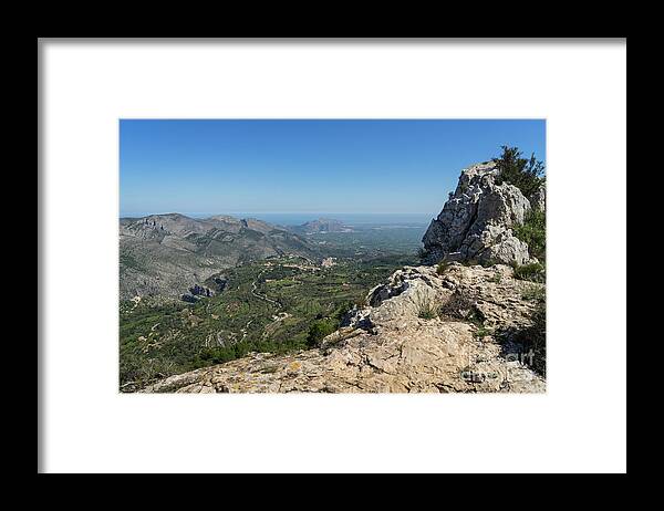 Mountain Ridge Framed Print featuring the photograph Fields and mountains near the Mediterranean coast by Adriana Mueller