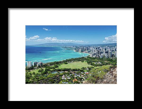 Diamond Head Framed Print featuring the photograph View of Waikiki From Diamond Head by Aloha Art