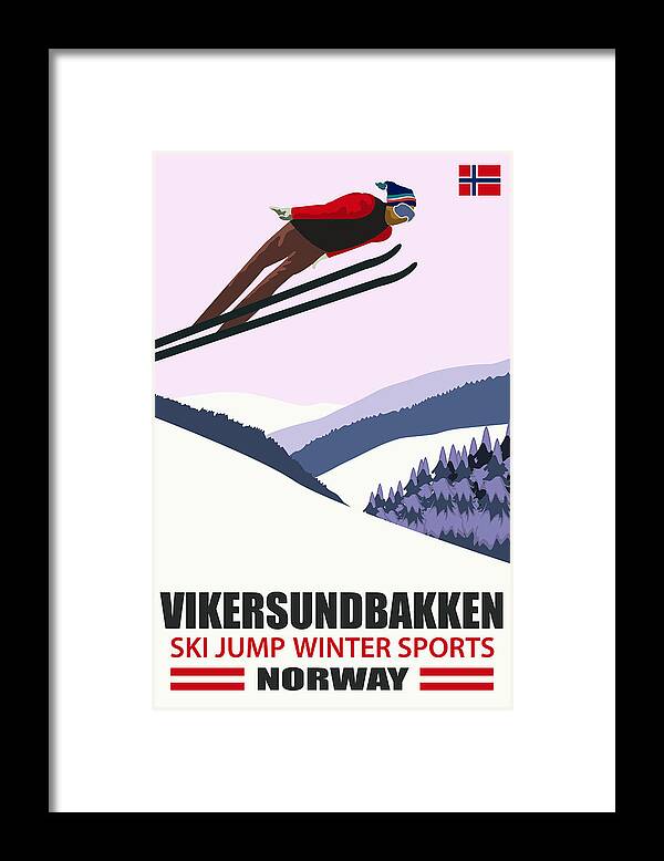 Vikersundbakken Framed Print featuring the digital art Vikersundbakken Ski Jump, Norway by Long Shot