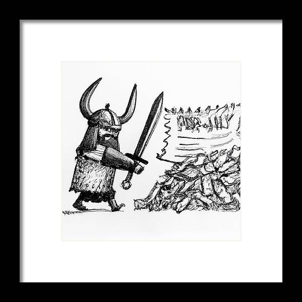  Framed Print featuring the mixed media Viking Spam by Bencasso Barnesquiat