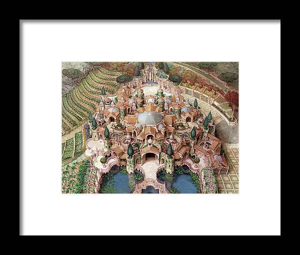 Villa Framed Print featuring the painting Villa Te by Kurt Wenner