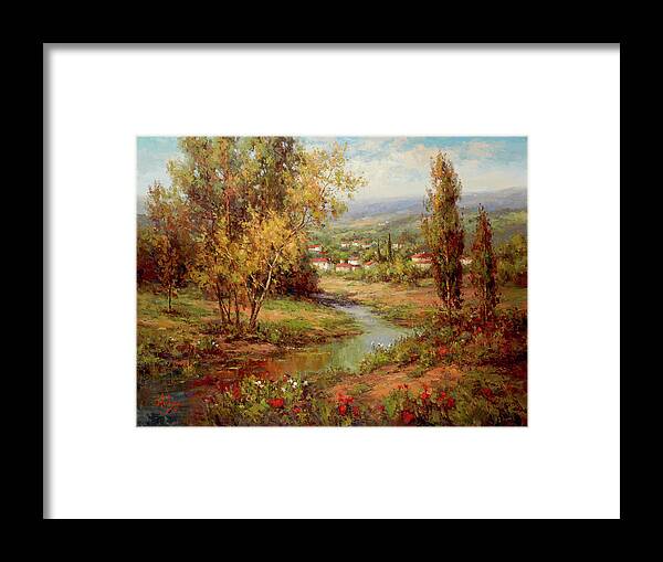 Decorative Framed Print featuring the painting Villas On the River by Hulsey