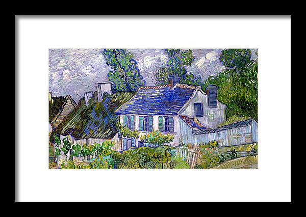 Tree Framed Print featuring the painting Vincent van Gogh - Houses at Auvers by Angel Smile