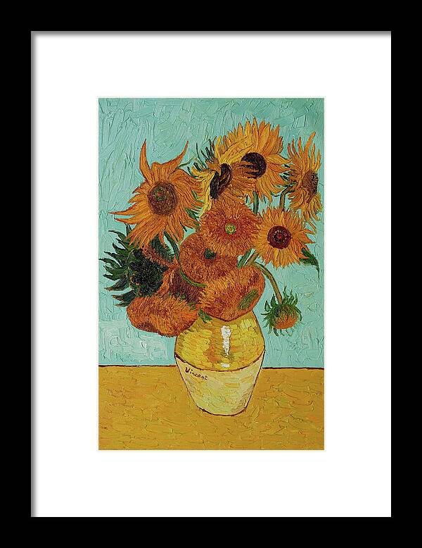 Vincent Van Gogh Framed Print featuring the painting Vincent Van Gogh Sunflowers Sun Flowers by Tony Rubino