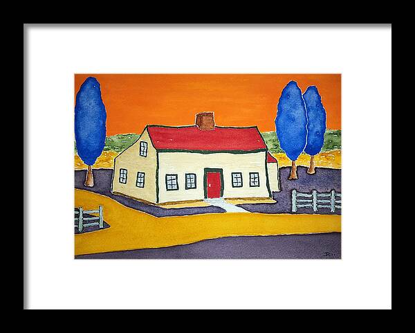 Watercolor Framed Print featuring the painting Vincent's Farmhouse by John Klobucher