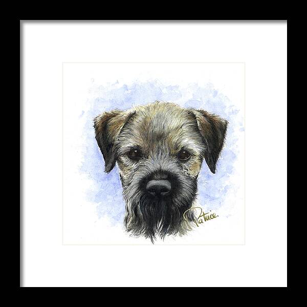 Border Terriers Framed Print featuring the painting Vince's Border Terrier by Patrice Clarkson