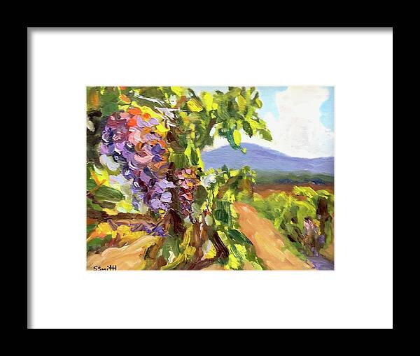 Grapes Framed Print featuring the painting Vineyard Grapes by Shawn Smith