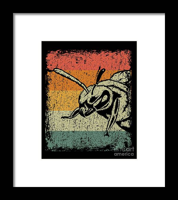 Bee Framed Print featuring the digital art Vintage Bee Wasp Gift by J M