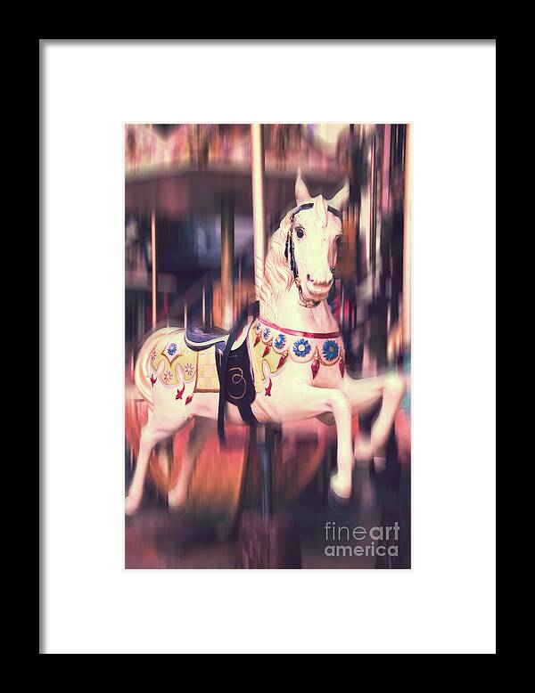 Carousel Framed Print featuring the photograph Vintage carousel horse by Delphimages Photo Creations