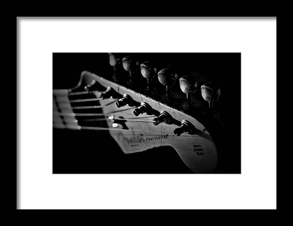 Wall Art Framed Print featuring the photograph Vintage Fender Stratocaster Headstock 2 by Guitarwacky Fine Art