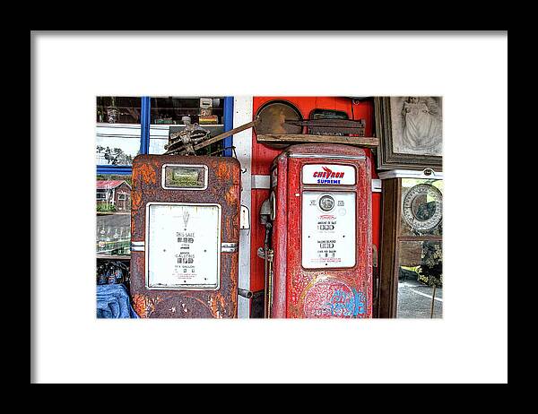 Vintage Framed Print featuring the photograph Vintage Gas Pumps by David Lawson