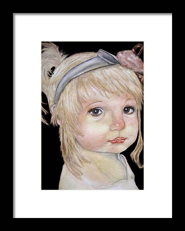 Little Girl Painting Framed Print featuring the mixed media Vintage Golden Girl by Kelly Mills