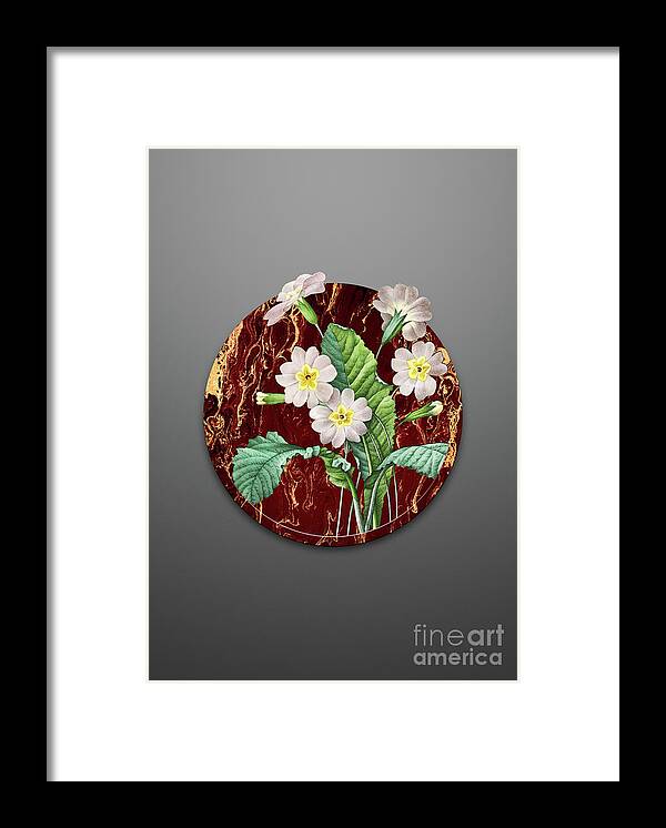 Vintage Framed Print featuring the painting Vintage Grandiflora Art in Gilded Marble on Soft Gray by Holy Rock Design