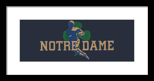 Notre Dame Framed Print featuring the mixed media Vintage Notre Dame Football Art by Row One Brand