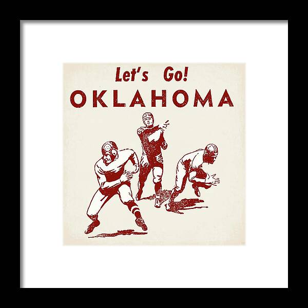 Oklahoma Framed Print featuring the mixed media Vintage Oklahoma Football Art by Row One Brand