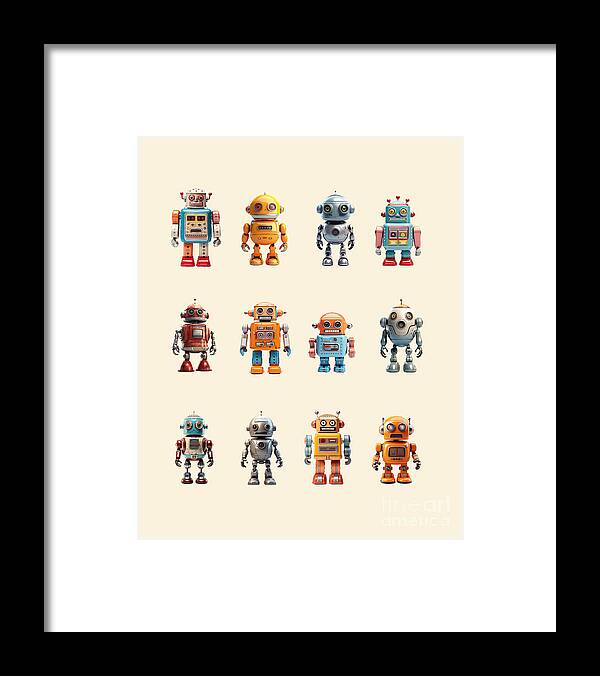 Robots Framed Print featuring the photograph Vintage robots collection by Delphimages Photo Creations
