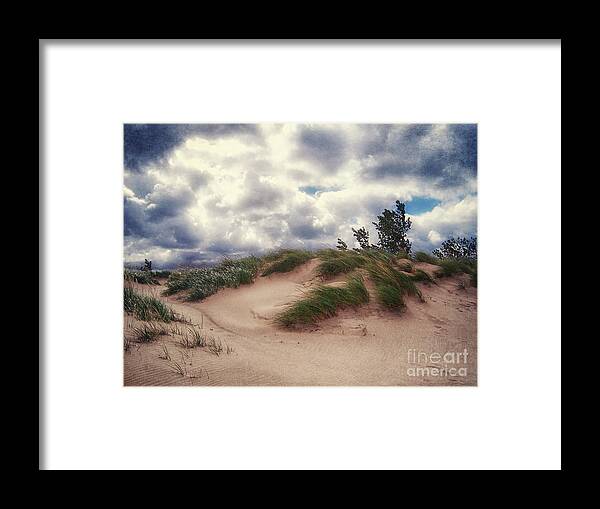 Lake Michigan Framed Print featuring the photograph Vintage Sand Dunes by Phil Perkins