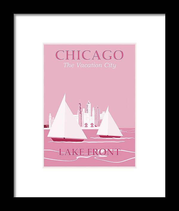 Chicago Framed Print featuring the photograph Vintage Travel Chicago Lakefront Candy Pink by Carol Japp