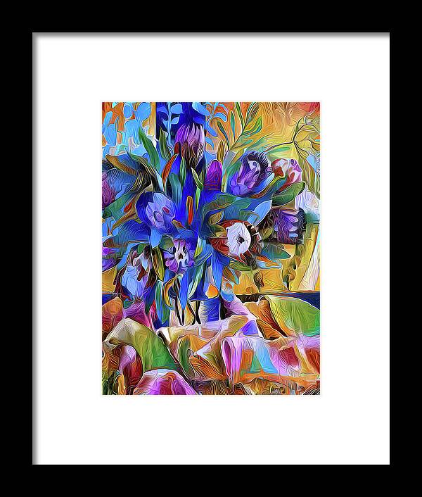 *db Framed Print featuring the digital art Violet proteas by Jeremy Holton
