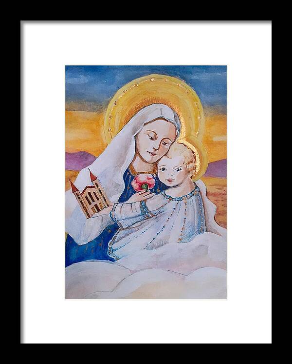 Virgin And Child Framed Print featuring the painting Virgin and Child by Carolina Prieto Moreno