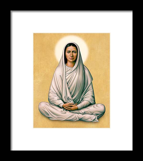 Virgin Mary Framed Print featuring the painting Virgin Mary Meditating on Gold by Sacred Visions