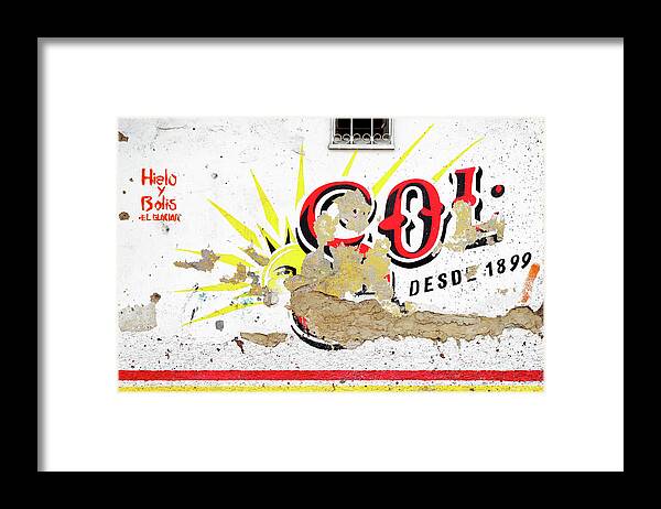Mexico Framed Print featuring the photograph Viva Mexico Collection - Red SOL Sign Street Wall by Philippe HUGONNARD