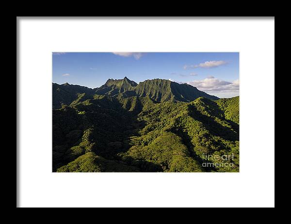Cook Islands Framed Print featuring the photograph Volcanic mountains of the interior of Rarotonga, in the Cook isl by Didier Marti