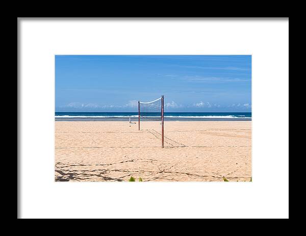 Recreational Pursuit Framed Print featuring the photograph Volleyball net on Nusa Dua beach by Mauro Tandoi