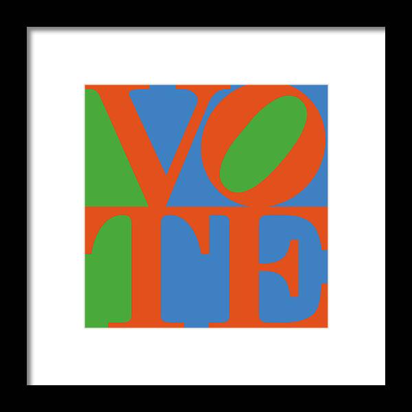 Vote Framed Print featuring the digital art Vote in 1970's colors by Linda Ruiz-Lozito