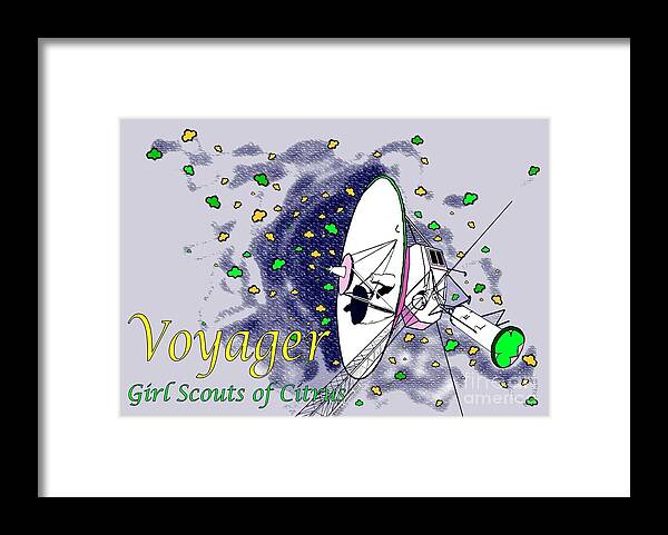 Girl Scout Framed Print featuring the digital art Voyager card by Merana Cadorette