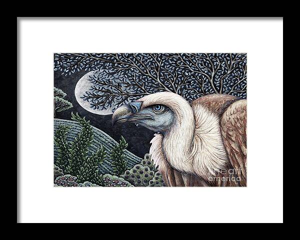 Ruppell's Vulture Framed Print featuring the painting Vulture Moon by Amy E Fraser