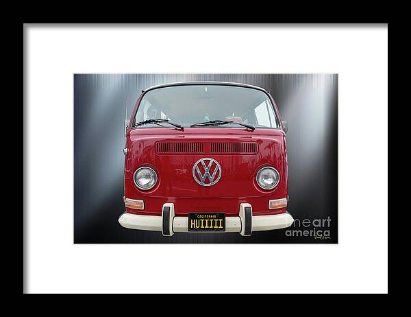 Backgrounds Framed Print featuring the photograph VW Red Bus by David Levin