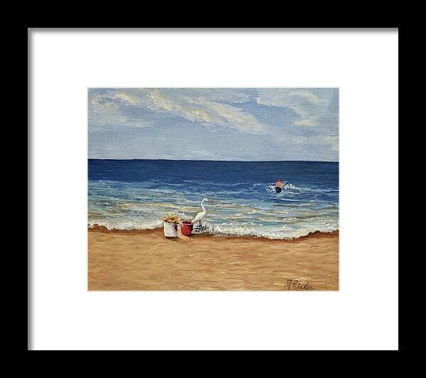 Wading Framed Print featuring the painting Wading For A Catch by Jane Ricker
