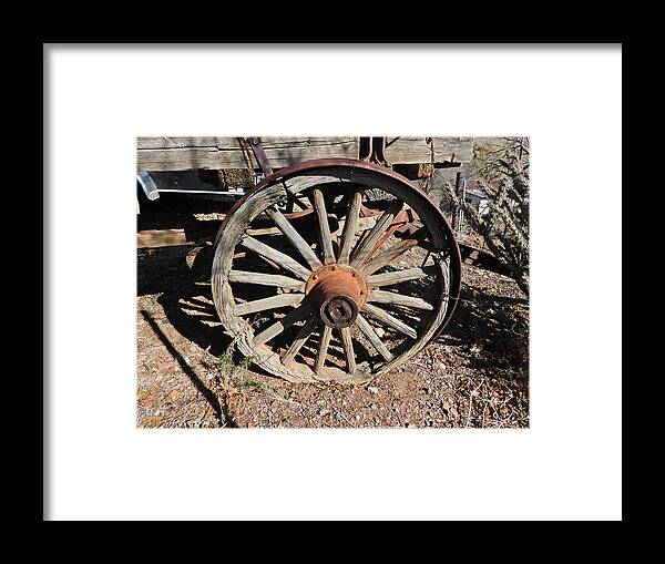 Wagon Framed Print featuring the photograph Wagon Wheel DSCN0881 by Michael Peychich