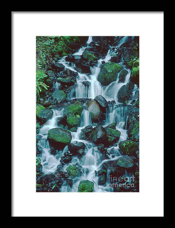 Dave Welling Framed Print featuring the photograph Wahkeena Falls Columbia River Gorge Nsa Oregon by Dave Welling