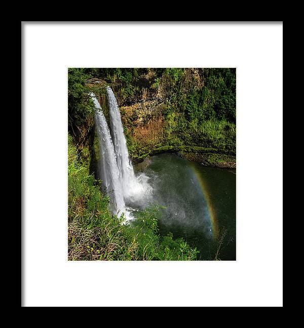 Wailua Falls Framed Print featuring the photograph Wailua Falls. by Doug Davidson
