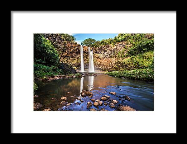 Wailua Falls Framed Print featuring the photograph Wailua Falls on Kauai by Pierre Leclerc Photography