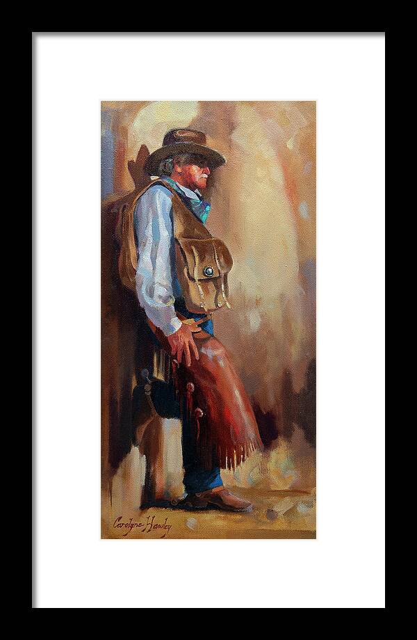 Western Art Framed Print featuring the painting Waiting for Tommy by Carolyne Hawley