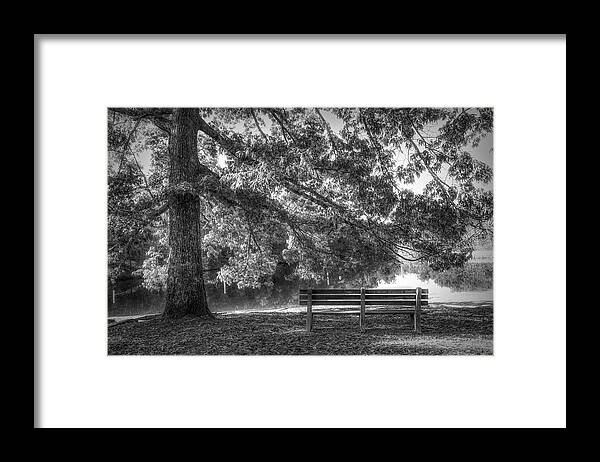 Benton Framed Print featuring the photograph Waiting in the Fall Black and White by Debra and Dave Vanderlaan