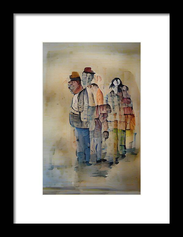Line Framed Print featuring the painting Waiting On Line Abstract Watercolor by David Dehner