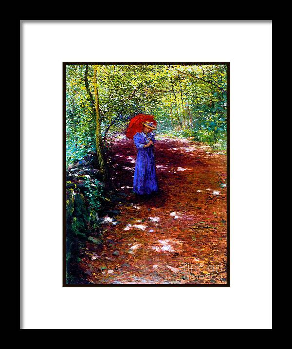 AntonÍn Framed Print featuring the painting Walking in the Park 1897 by Antonin Slavicek