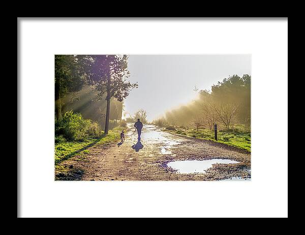 Walking Framed Print featuring the photograph Walking into the morning mist by Dubi Roman